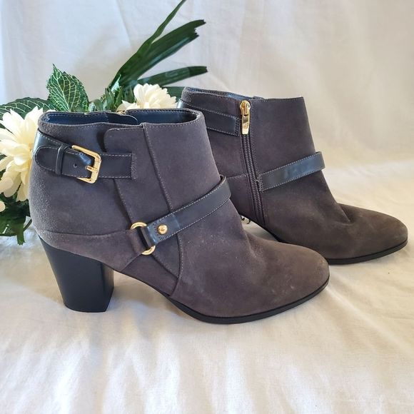 Marc Fisher Grey Suede Leather Zip Ankle Booties Size 10 Women's Ladies - Picture 8 of 8